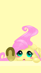 Size: 1000x1800 | Tagged: safe, alternate version, artist:cocopommel, fluttershy, pegasus, pony, g4, blushing, cute, female, floppy ears, looking at you, multiple variants, phone wallpaper, shyabetes, simple background, solo, yellow background