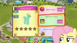 Size: 1280x720 | Tagged: safe, gameloft, screencap, fluttershy, zephyr breeze, pegasus, pony, g4, game