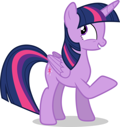 Size: 7000x7371 | Tagged: safe, artist:luckreza8, twilight sparkle, alicorn, changeling, pony, g4, to where and back again, .svg available, absurd resolution, disguise, disguised changeling, fake twilight, female, folded wings, mare, raised hoof, simple background, solo, transparent background, twilight sparkle (alicorn), vector