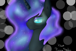 Size: 3000x2000 | Tagged: safe, artist:ruanshi, nightmare moon, pony, g4, bust, cute, eyelashes, eyeshadow, female, high res, lidded eyes, looking at you, makeup, moonabetes, nicemare moon, portrait, solo