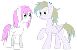 Size: 2800x1800 | Tagged: safe, artist:cloudy95, oc, oc only, oc:blue peak, oc:cherry cream, pegasus, pony, female, male, mare, simple background, stallion, transparent background