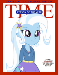 Size: 619x801 | Tagged: safe, artist:themexicanpunisher, trixie, equestria girls, g4, female, magazine, magazine cover, person of the year, smiling, solo, time magazine
