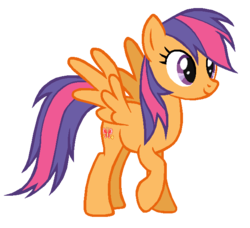 Size: 649x593 | Tagged: safe, artist:colossalstinker, rainbow dash, scootaloo, pony, g3, g4, cute, cutealoo, female, g3 to g4, g3betes, generation leap, recolor, simple background, solo, transparent background