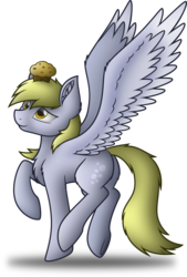 Size: 3000x4439 | Tagged: safe, artist:starlessnight22, derpy hooves, pegasus, pony, g4, chest fluff, ear fluff, female, mare, muffin, raised hoof, simple background, solo, spread wings, transparent background, vector