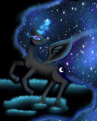 Size: 1024x1280 | Tagged: safe, artist:kimtita, nightmare moon, pony, g4, female, glowing horn, horn, solo