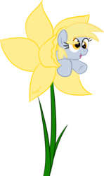 Size: 1889x3200 | Tagged: safe, artist:loomx, derpy hooves, pegasus, pony, g4, cute, daffodil, derpabetes, female, flower, mare, simple background, solo, transparent background