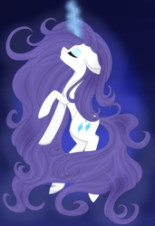 Size: 2048x3000 | Tagged: safe, artist:chaostrical, artist:xheavensdevil, rarity, pony, g4, collaboration, eyes closed, female, glowing horn, high res, horn, solo