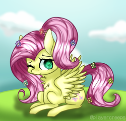 Size: 558x538 | Tagged: safe, artist:playercreeps, fluttershy, pony, g4, chest fluff, female, grass, solo