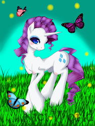 Size: 1536x2048 | Tagged: safe, artist:skycri, rarity, butterfly, pony, g4, female, solo