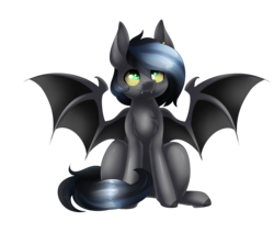 Size: 3063x2594 | Tagged: safe, artist:scarlet-spectrum, oc, oc only, bat pony, pony, high res, simple background, sitting, solo, spread wings, transparent background