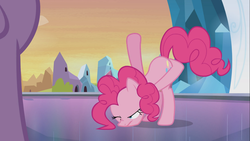 Size: 1366x768 | Tagged: safe, screencap, pinkie pie, twilight sparkle, alicorn, earth pony, pony, equestria girls, g4, my little pony equestria girls, butt touch, context is for the weak, face down ass up, faceplant, female, hoof on butt, mare, out of context, raised hoof, twilight sparkle (alicorn)