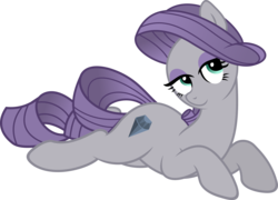 Size: 6000x4310 | Tagged: safe, artist:slb94, maud pie, rarity, earth pony, pony, g4, absurd resolution, alternate hairstyle, female, looking at you, mane swap, prone, simple background, solo, transparent background, vector, wrong cutie mark