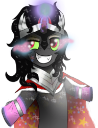 Size: 783x1021 | Tagged: safe, artist:dusk-spark, king sombra, pony, unicorn, g4, fabulous, glitter, glowing hooves, happy, male, simple background, smiling, solo, sombra eyes, sparkles, stallion, transparent background