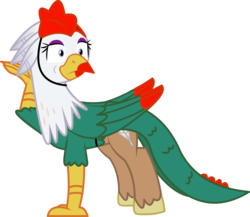 Size: 2657x2302 | Tagged: safe, artist:astroanimations, oc, oc only, oc:silver quill, classical hippogriff, cockatrice, hippogriff, a serpent's tale, clothes, costume, crossdressing, high res, lipstick, male, simple background, solo, transparent background