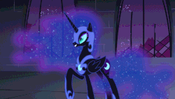 Size: 640x360 | Tagged: safe, artist:skiddlezizkewl, edit, editor:watermelon changeling, nightmare moon, alicorn, pony, friendship is magic, g4, animated, element of generosity, element of honesty, element of kindness, element of laughter, element of loyalty, elements of harmony, female, gif, looped, perfect loop, solo