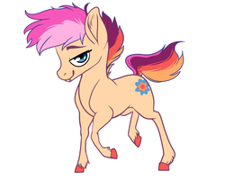Size: 3000x2400 | Tagged: safe, artist:loryska, oc, oc only, oc:conundrum solar flare, earth pony, pony, colt, high res, male, offspring, parent:quibble pants, parent:rainbow dash, parents:quibbledash, simple background, solo, white background