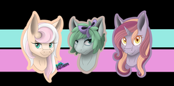 Size: 1024x508 | Tagged: safe, artist:kitteon, oc, oc only, oc:deirdre, oc:inkjoy, oc:strawberry shake