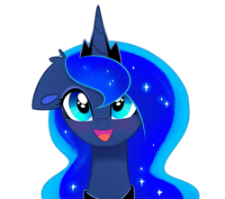 Size: 1600x1413 | Tagged: safe, artist:elementalokami, princess luna, pony, g4, blushing, cute, female, happy, looking at you, lunabetes, open mouth, simple background, solo, transparent background