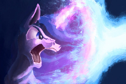 Size: 1626x1084 | Tagged: safe, artist:plainoasis, shining armor, pony, g4, angry, magic, male, shield, solo, spell