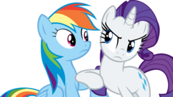 Size: 15008x8384 | Tagged: safe, artist:cyanlightning, rainbow dash, rarity, g4, scare master, absurd resolution, rarity is not amused, simple background, transparent background, unamused, vector