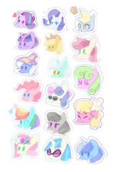Size: 582x855 | Tagged: safe, artist:laurasrxfgcc, applejack, bon bon, daisy, derpy hooves, dj pon-3, flower wishes, fluttershy, lily, lily valley, lyra heartstrings, minuette, octavia melody, pinkie pie, rainbow dash, rarity, roseluck, starlight glimmer, sweetie drops, trixie, twilight sparkle, vinyl scratch, earth pony, pegasus, pony, unicorn, adaisable, adorabon, applejack's hat, bowtie, cowboy hat, crying, cute, cuteluck, dashabetes, derpabetes, diapinkes, diatrixes, eyes closed, female, floppy ears, flower, flower in hair, flower trio, food, glasses, glimmerbetes, hat, heart, jackabetes, lidded eyes, lyrabetes, mare, minubetes, muffin, one eye closed, raribetes, shyabetes, simple background, smiling, sparkles, stars, sticker, sunglasses, sweat, tavibetes, trixie's hat, twiabetes, vinylbetes, wall of tags, white background, wink