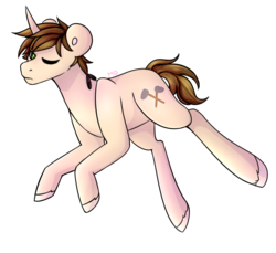 Size: 1200x1100 | Tagged: safe, artist:cinnamonsparx, oc, oc only, oc:native, pony, unicorn, male, one eye closed, simple background, solo, stallion, transparent background