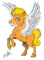 Size: 900x1211 | Tagged: safe, artist:acla13, oc, oc only, oc:blue eyes, pegasus, pony, blue eyes, lidded eyes, looking down, rearing, signature, simple background, smiling, solo, spread wings, transparent background, watermark