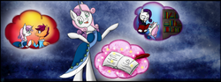 Size: 1940x724 | Tagged: safe, artist:stuflox, rarity, scootaloo, sweetie belle, the count of monte rainbow, g4, albert de morcef, clothes, crossover, dress, elusive, female, half r63 shipping, male, quill, rarifort, rule 63, scootabert, scooteroll, ship:scootabelle, shipping, straight, the count of monte cristo, valentine's day, villefort