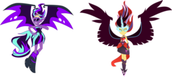 Size: 8897x4000 | Tagged: safe, artist:limedazzle, moondancer, sci-twi, starlight glimmer, sunset shimmer, twilight sparkle, demon, equestria girls, g4, absurd resolution, alternate universe, clothes, counterparts, dress, element of magic, equestria girls-ified, evil, floating, fusion, midnight sparkle, midnight-ified, midnightsatan, show accurate, simple background, sunset satan, transparent background, twilight's counterparts, vector