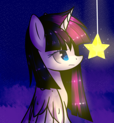 Size: 1024x1113 | Tagged: safe, artist:xxdarkmindxx, oc, oc only, oc:twily star, alicorn, pony, alicorn oc, horn, solo, stars, tangible heavenly object, wings