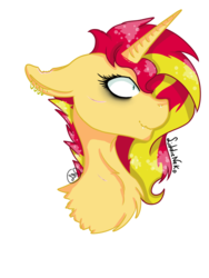 Size: 768x1024 | Tagged: safe, artist:liddieneko, sunset shimmer, pony, unicorn, g4, bust, eyeliner, female, makeup, pink, portrait, simple background, solo, transparent background