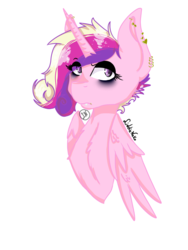 Size: 768x1024 | Tagged: safe, artist:liddieneko, princess cadance, pony, g4, bust, eyeliner, female, makeup, piercing, portrait, simple background, solo, transparent background