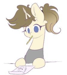 Size: 750x838 | Tagged: safe, artist:clefficia, oc, oc only, pony, unicorn, animated, drawing, female, frame by frame, gif, mare, paper, pencil, simple background, solo, transparent background