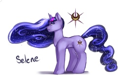 Size: 1354x833 | Tagged: safe, artist:waningdaylight, oc, oc only, oc:selene, pony, magical lesbian spawn, offspring, parent:princess luna, parent:twilight sparkle, parents:twiluna, reference sheet, solo