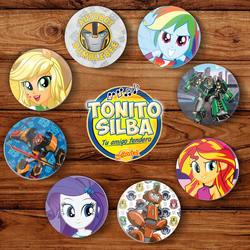 Size: 960x960 | Tagged: safe, applejack, rainbow dash, rarity, sunset shimmer, equestria girls, g4, clash of hasbro's titans, guatemala, irl, photo, pogs, transformers, transformers:robots in disguise