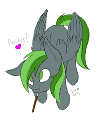 Size: 1024x1147 | Tagged: safe, artist:theartistsora, oc, oc only, oc:forest rain, pegasus, pony, cute, food, pocky, solo