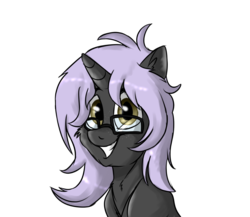 Size: 1150x1000 | Tagged: safe, artist:shimazun, oc, oc only, oc:anna, pony, glasses, simple background, smiling, solo, transparent background