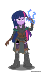 Size: 652x1140 | Tagged: safe, artist:gamerpen, twilight sparkle, equestria girls, g4, crossover, female, lightning, magic, simple background, solo, the witcher, the witcher 3, transparent background, yennefer of vengerberg