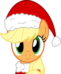 Size: 6979x8464 | Tagged: safe, artist:pink1ejack, part of a set, applejack, earth pony, pony, g4, absurd resolution, cute, female, hat, jackabetes, looking at you, santa hat, simple background, solo, transparent background