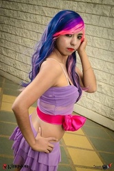 Size: 552x829 | Tagged: safe, twilight sparkle, human, g4, clothes, cosplay, costume, irl, irl human, midriff, photo, skirt, solo