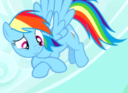 Size: 486x353 | Tagged: safe, screencap, rainbow dash, pony, g4, the last roundup, animated, cloud, female, floating, gif, sky, solo
