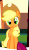 Size: 217x375 | Tagged: safe, screencap, apple bloom, applejack, earth pony, pony, g4, the last roundup, animated, applejack's hat, c:, cowboy hat, cute, female, hat, headbob, jackabetes, looking at you, mare, metronome, pendulum, smiling, solo focus, sway