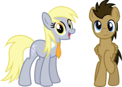 Size: 5652x4036 | Tagged: safe, artist:osipush, derpy hooves, doctor whooves, time turner, earth pony, pegasus, pony, g4, absurd resolution, accessory swap, alternate gender counterpart, alternate universe, duo, earth pony derpy, earth pony derpy hooves, female, front view, male, mare, necktie, pegasus doctor whooves, personality swap, race swap, raised hoof, role reversal, simple background, stallion, transparent background, vector, wall eyed
