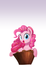 Size: 1024x1571 | Tagged: safe, artist:gashiboka, pinkie pie, g4, cupcake, cute, diapinkes, female, food, lock screen, looking at you, open mouth, smiling, solo, sprinkles, watermark