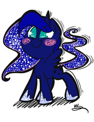 Size: 800x1035 | Tagged: safe, artist:bunnimation, princess luna, g4, blushing, chibi, cute, female, lunabetes, smiling, solo