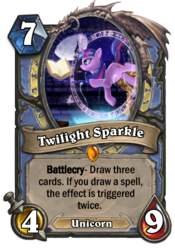 Size: 400x573 | Tagged: safe, twilight sparkle, pony, unicorn, g4, card, crossover, hearthstone, mage, magic, trading card