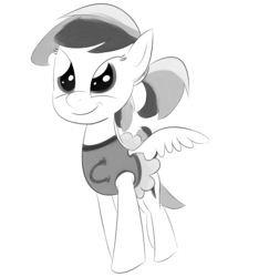 Size: 2214x2280 | Tagged: safe, artist:wenni, rainbow dash, g4, alternate hairstyle, cheerleader, female, grayscale, high res, monochrome, pigtails, solo