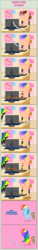 Size: 1205x7932 | Tagged: safe, artist:estories, rainbow dash, oc, oc:neigh sayer, oc:think pink, g4, comic, computer, neink, pointy ponies, rainbow hair