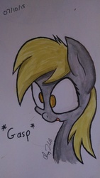 Size: 1024x1811 | Tagged: safe, artist:chrispy248, derpy hooves, pegasus, pony, g4, female, gasp, mare, solo, traditional art