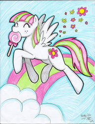 Size: 1024x1334 | Tagged: safe, artist:theundertakerskitty, blossomforth, g4, candy, female, food, lollipop, solo